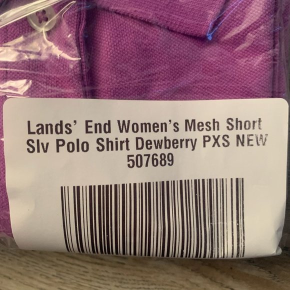 NWT LANDS' END WOMEN'S MESH SHORT SLEEVE POLO SHIRT‎ DEWBERRY (PURPLE) PXS - Picture 8 of 9